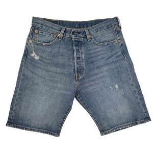 Levis 501 Mens Original Fit Denim Shorts Medium Wash Blue W32 L9 32x9 Button Fly